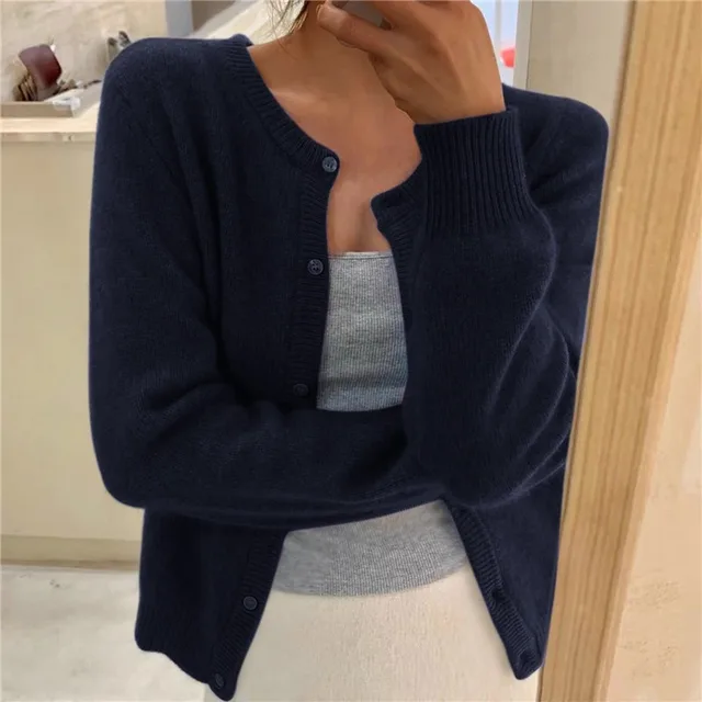 Rosie | Women's Soft Knit Cardigan, Button Front Round Neckline, Winter