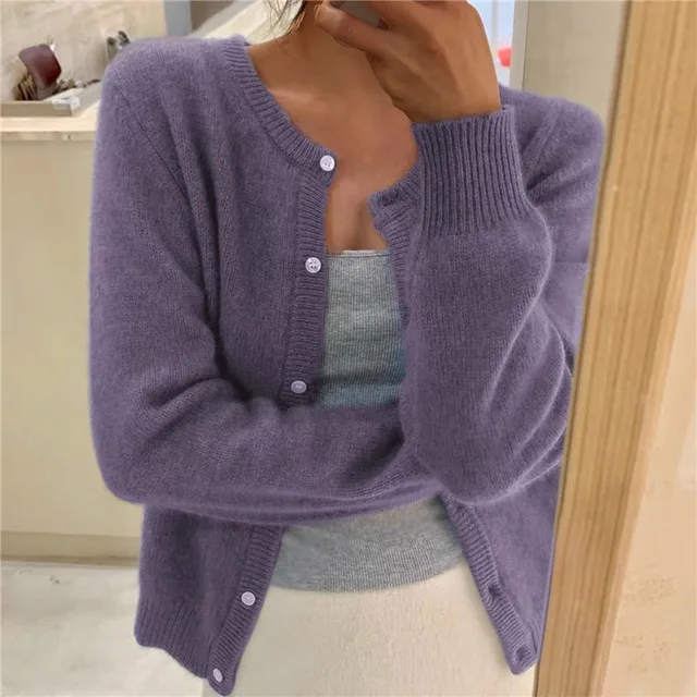 Rosie | Women's Soft Knit Cardigan, Button Front Round Neckline, Winter