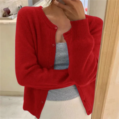 Rosie | Women's Soft Knit Cardigan, Button Front Round Neckline, Winter