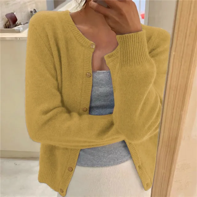 Rosie | Women's Soft Knit Cardigan, Button Front Round Neckline, Winter