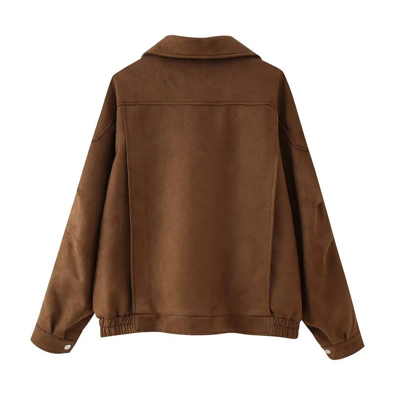 Moretti | Women's Oversized Suede Belted Jacket, Relaxed Fit, Autumn