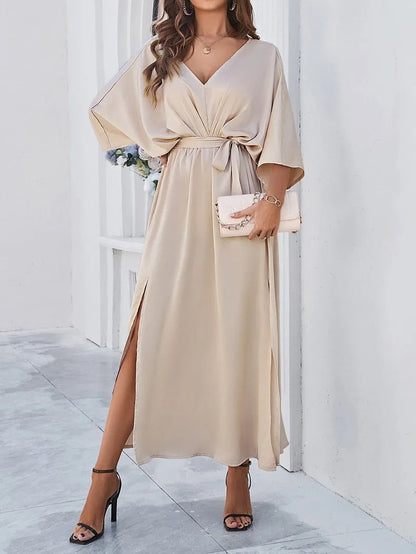 Women's Summer Maxi Dress with V Neck and Loose Fit