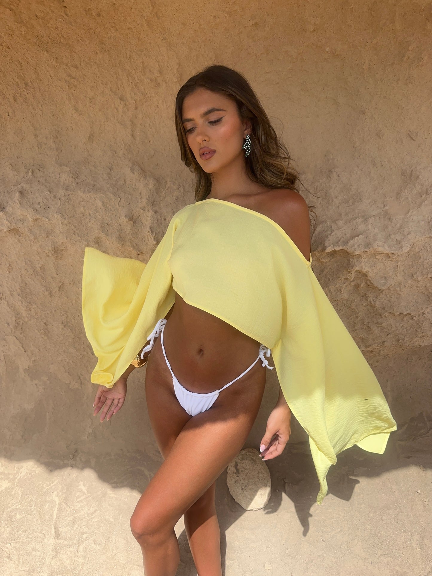 Women's Asymmetric Two-Piece Set with One Shoulder Top and Wrap Skirt