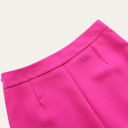 Women's Belted Blazer and Wide-Leg Trousers Set with Tie Belt