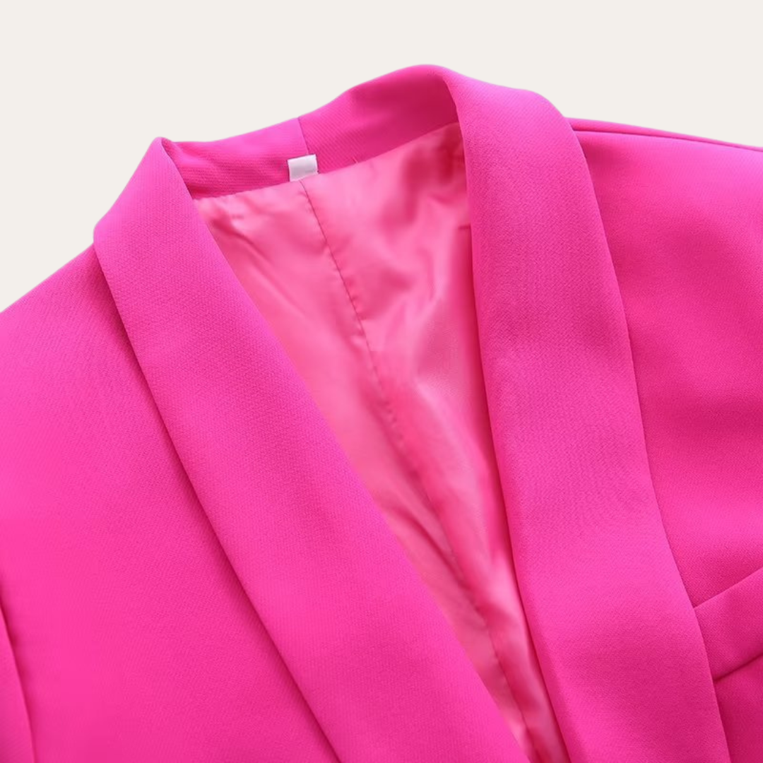 Women's Belted Blazer and Wide-Leg Trousers Set with Tie Belt