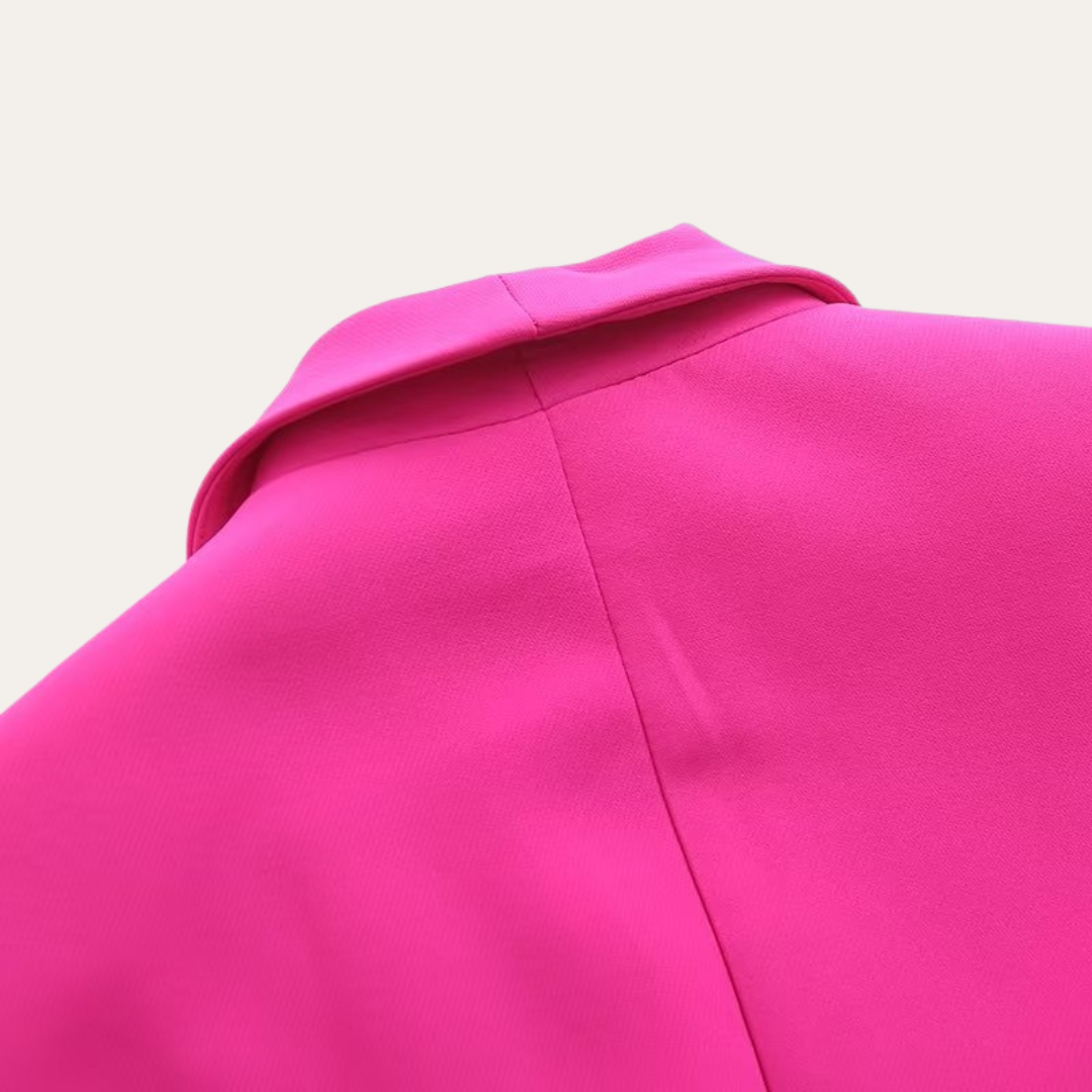 Women's Belted Blazer and Wide-Leg Trousers Set with Tie Belt