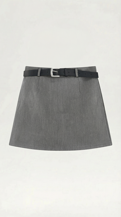 Women's Belted Faux Leather Mini Skirt