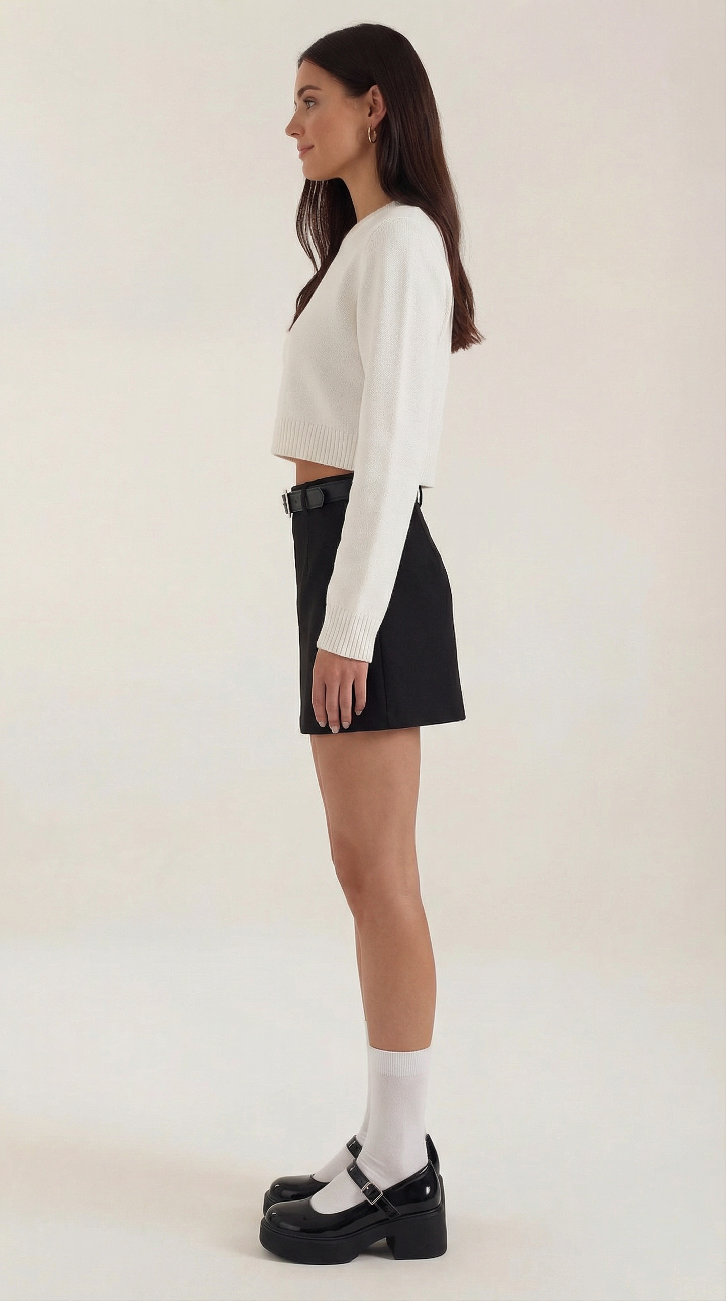 Women's Belted Faux Leather Mini Skirt