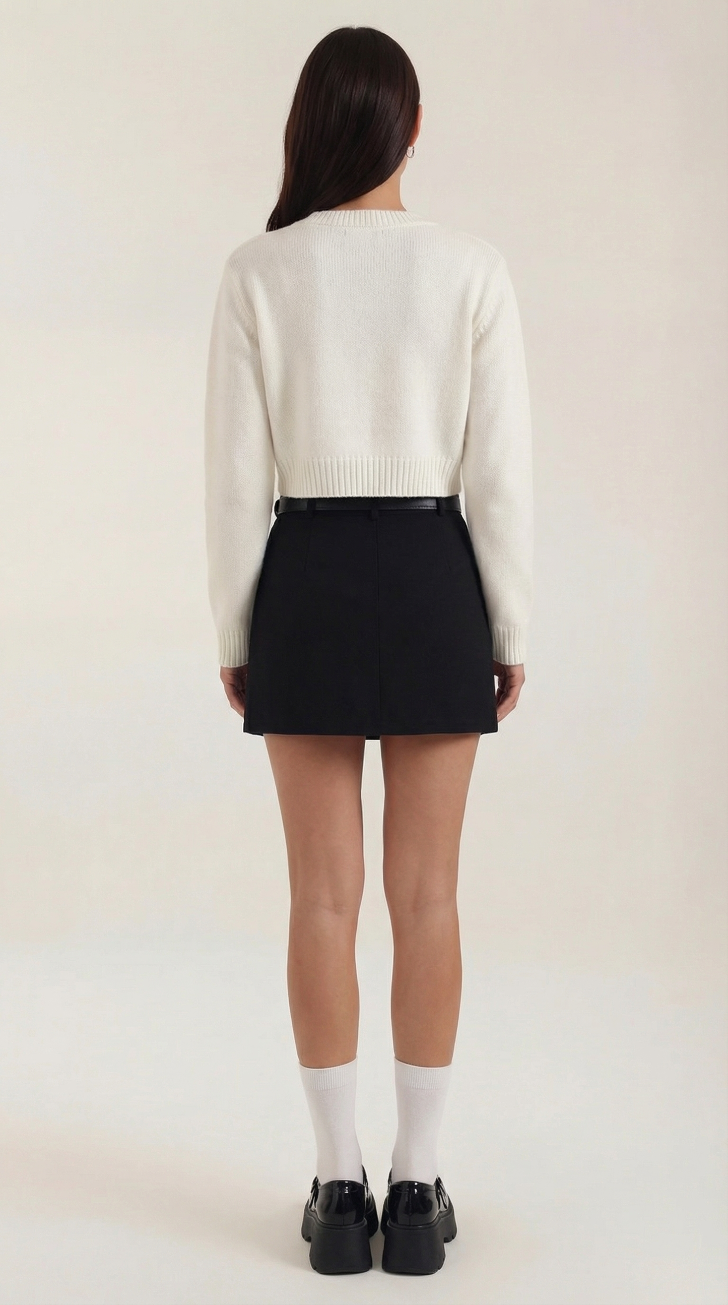 Women's Belted Faux Leather Mini Skirt