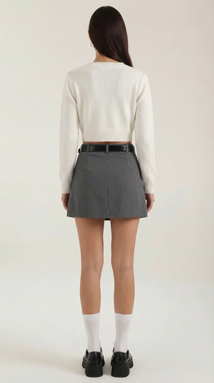 Women's Belted Faux Leather Mini Skirt