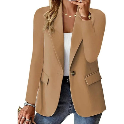 Women's Blazer Jacket with Open Front and Relaxed Fit