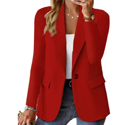 Women's Blazer Jacket with Open Front and Relaxed Fit
