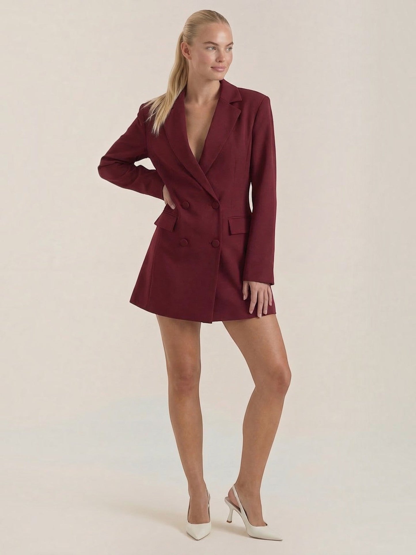 Women's Blazer Mini Dress with Button Front