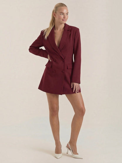 Women's Blazer Mini Dress with Button Front
