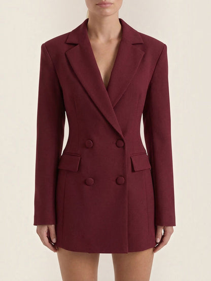 Women's Blazer Mini Dress with Button Front