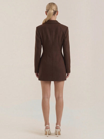 Women's Blazer Mini Dress with Button Front