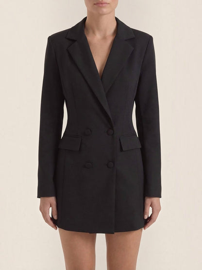 Women's Blazer Mini Dress with Button Front