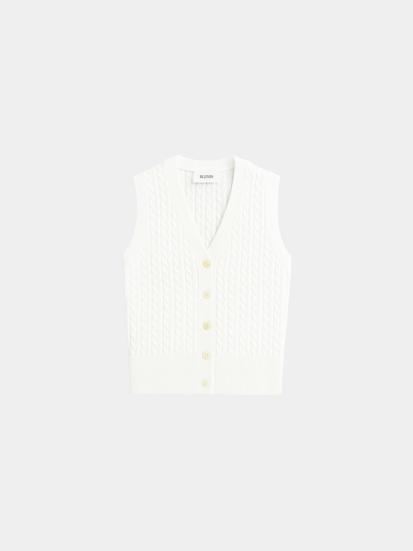 Women's Cable Knit Cardigan Vest with V-Neckline and Button Closure