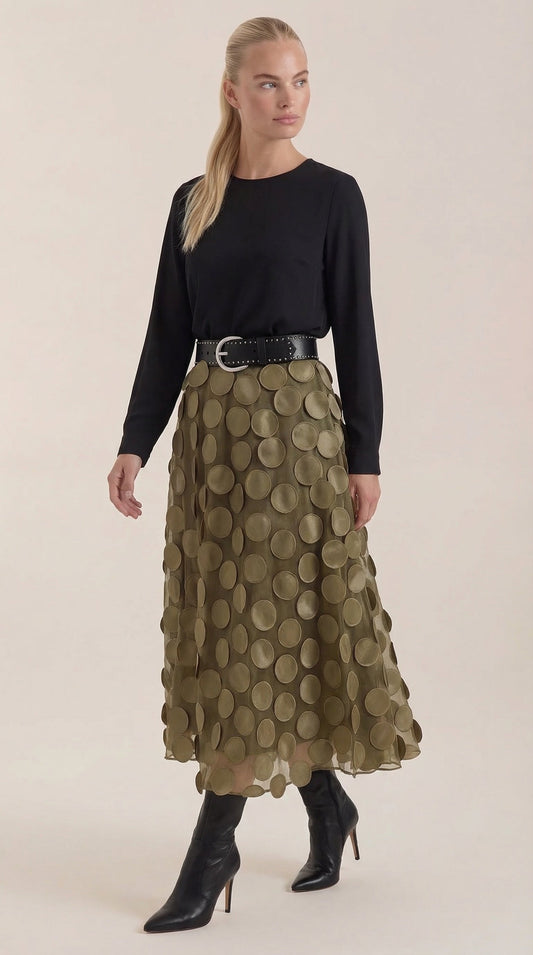 Bo | Women's Circle Print Mini Skirt, Summer - Black