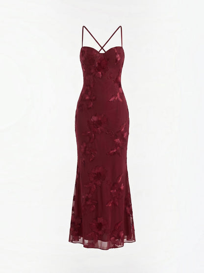 Women's Corset Maxi Evening Dress with Floral Print