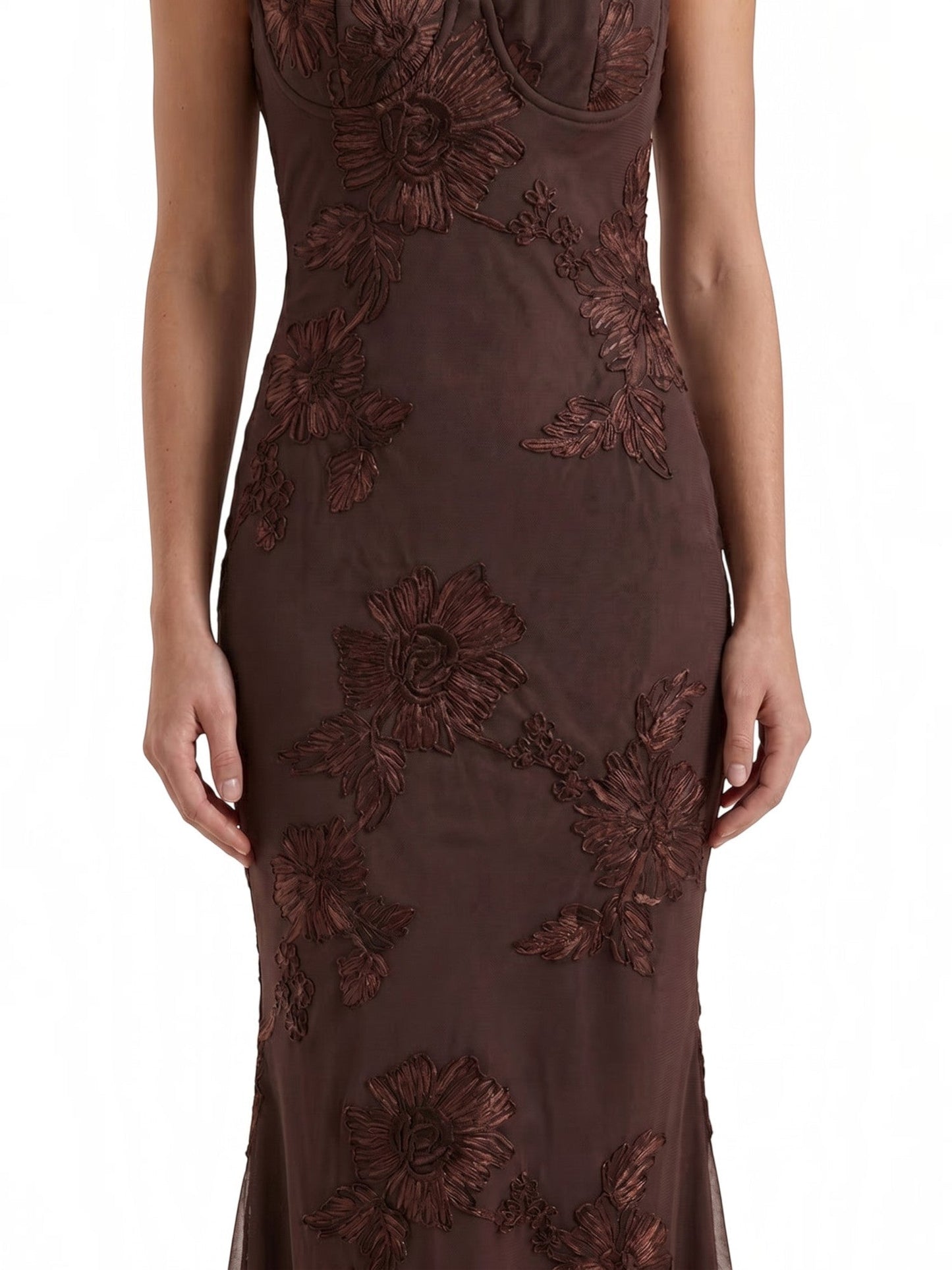 Women's Corset Maxi Evening Dress with Floral Print