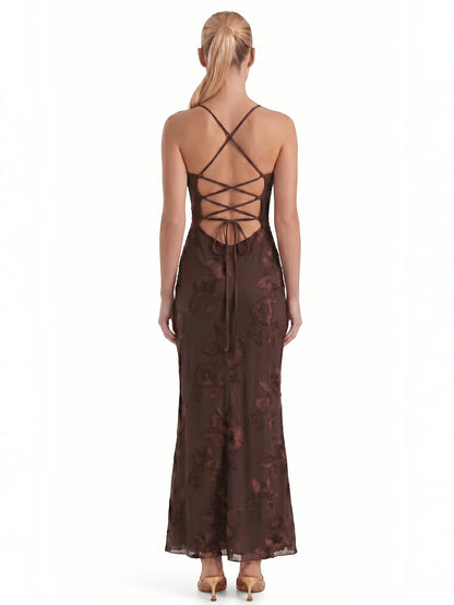 Women's Corset Maxi Evening Dress with Floral Print