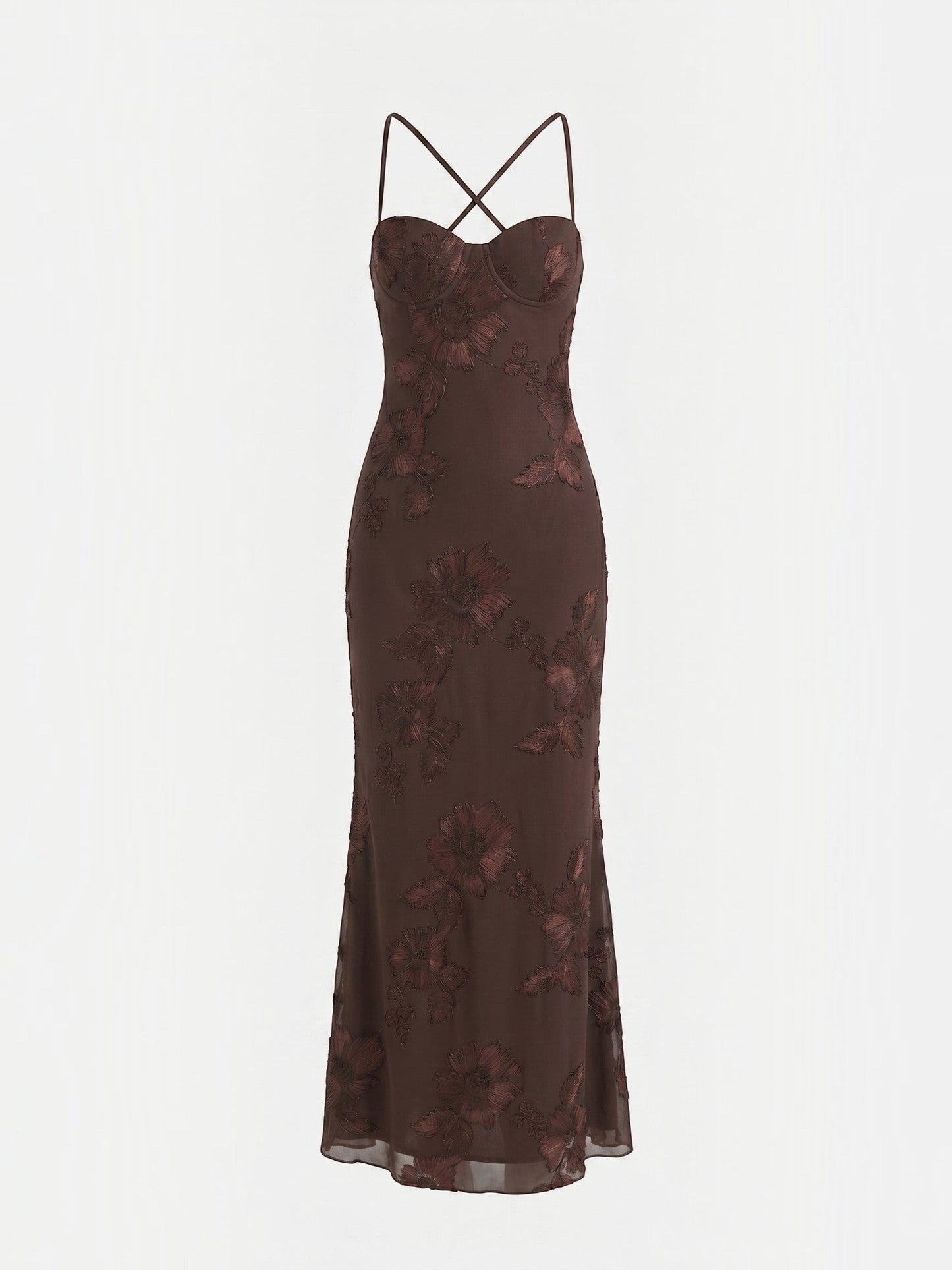 Women's Corset Maxi Evening Dress with Floral Print