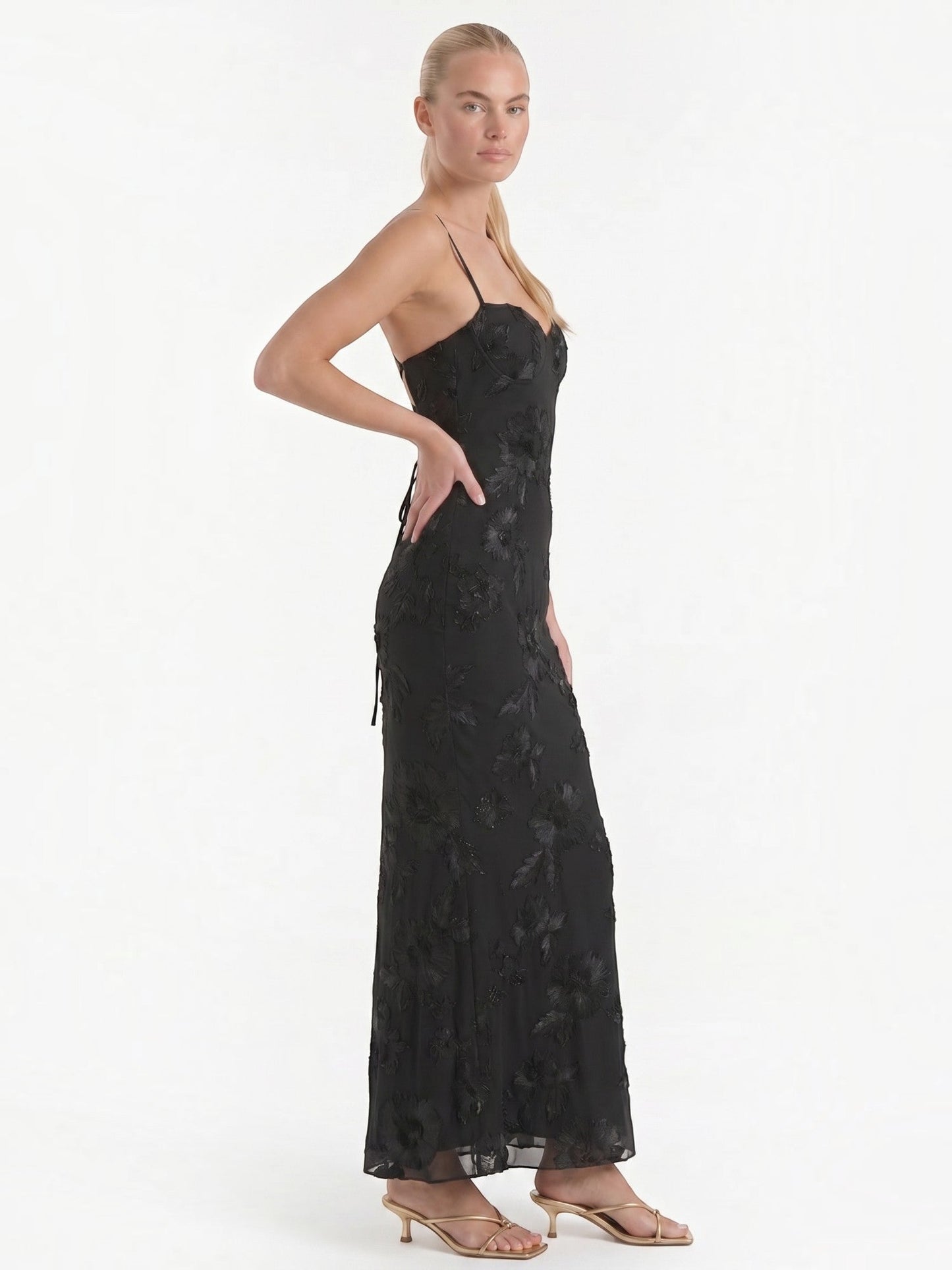 Women's Corset Maxi Evening Dress with Floral Print