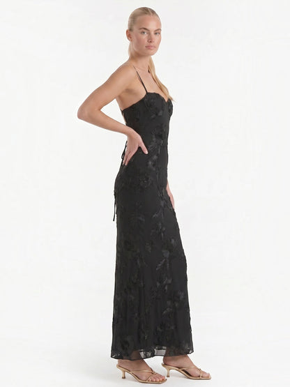 Women's Corset Maxi Evening Dress with Floral Print