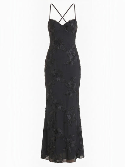 Women's Corset Maxi Evening Dress with Floral Print