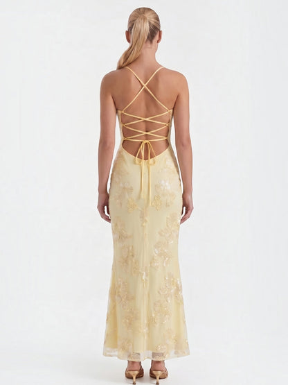 Women's Corset Maxi Evening Dress with Floral Print