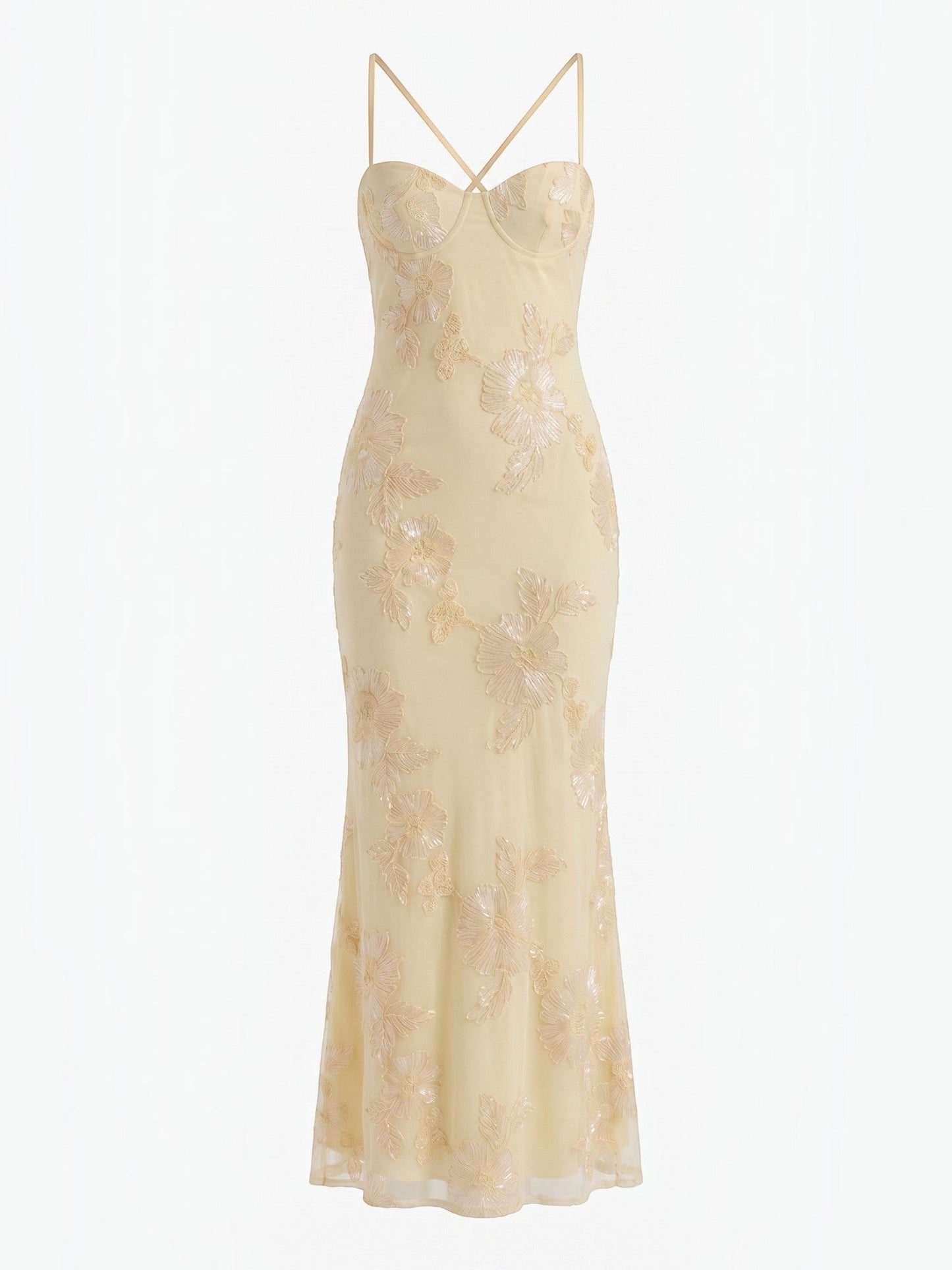 Women's Corset Maxi Evening Dress with Floral Print