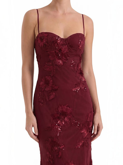 Women's Corset Maxi Evening Dress with Floral Print