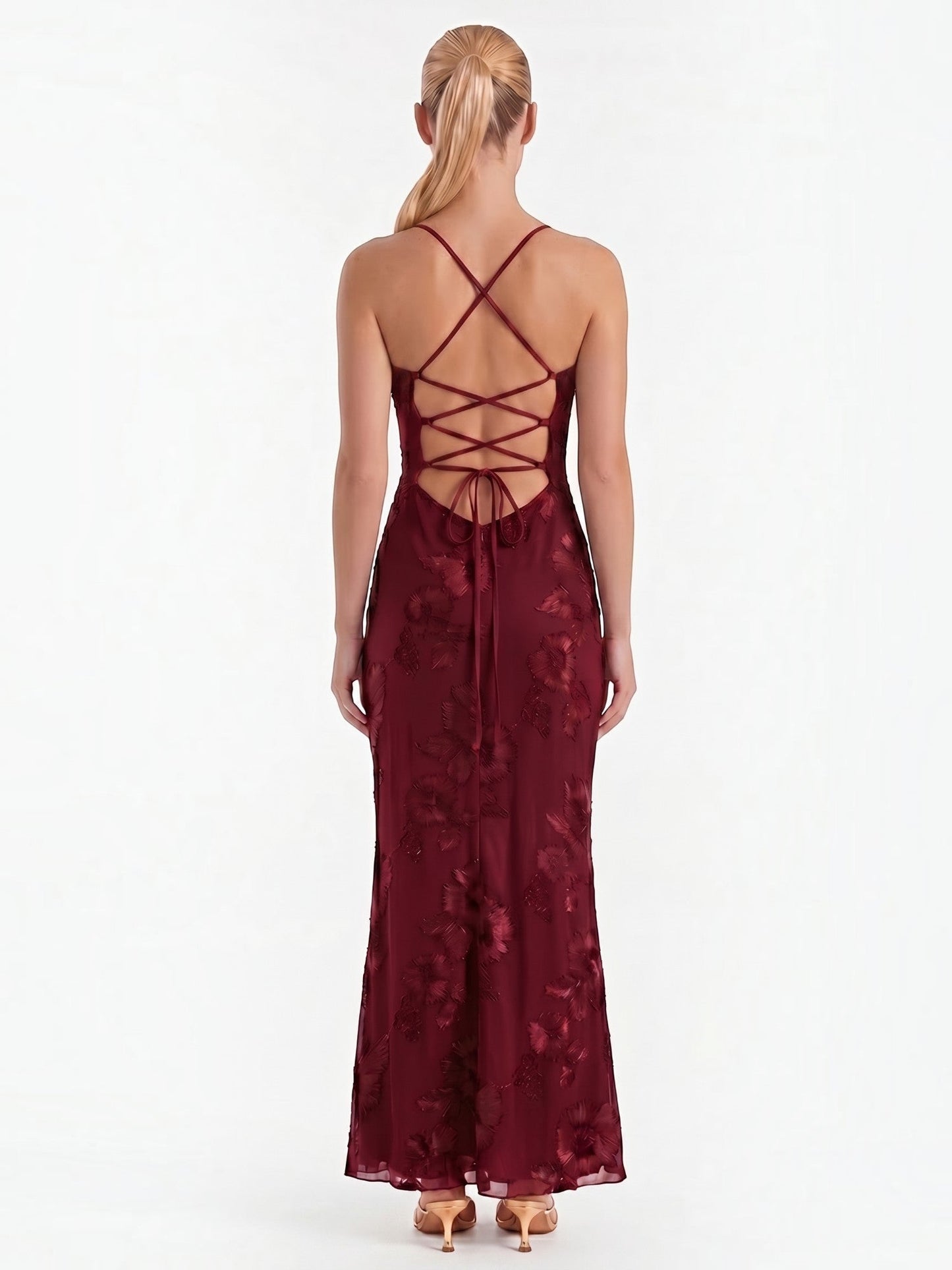 Women's Corset Maxi Evening Dress with Floral Print