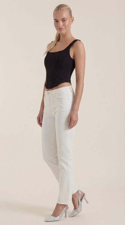 Women's Corset-Inspired Top with Square Neckline and Wide Straps