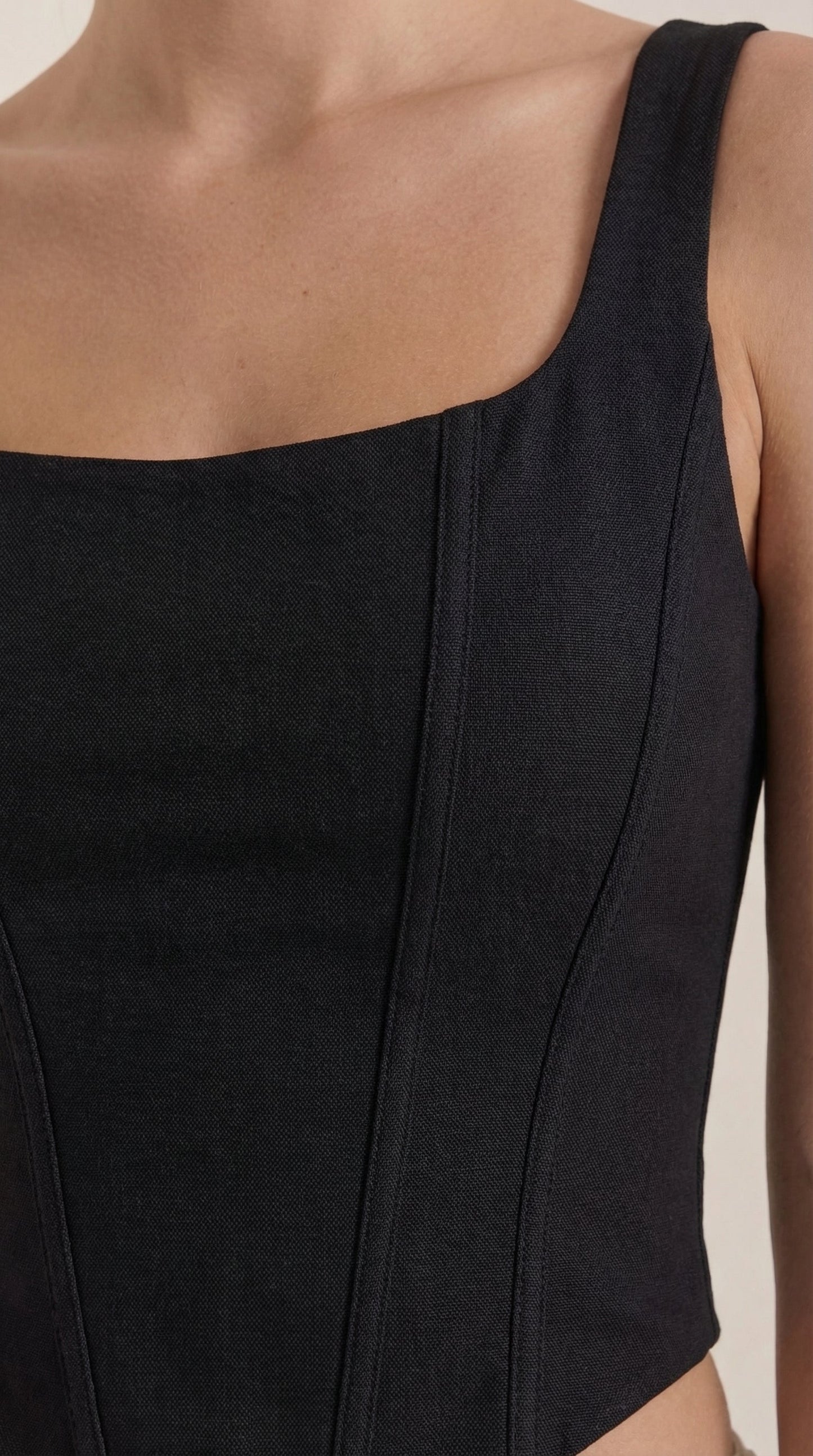 Women's Corset-Inspired Top with Square Neckline and Wide Straps