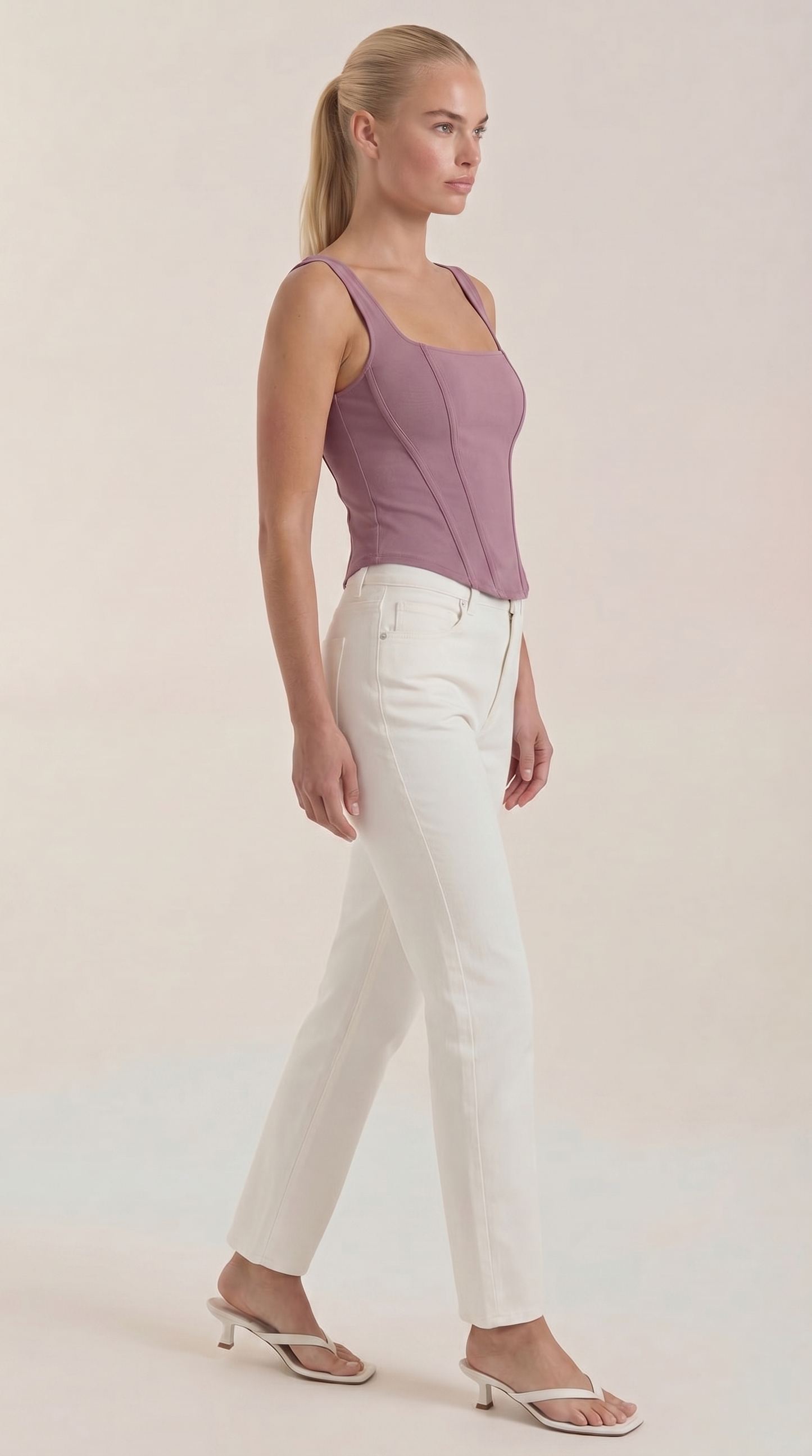 Women's Corset-Inspired Top with Square Neckline and Wide Straps