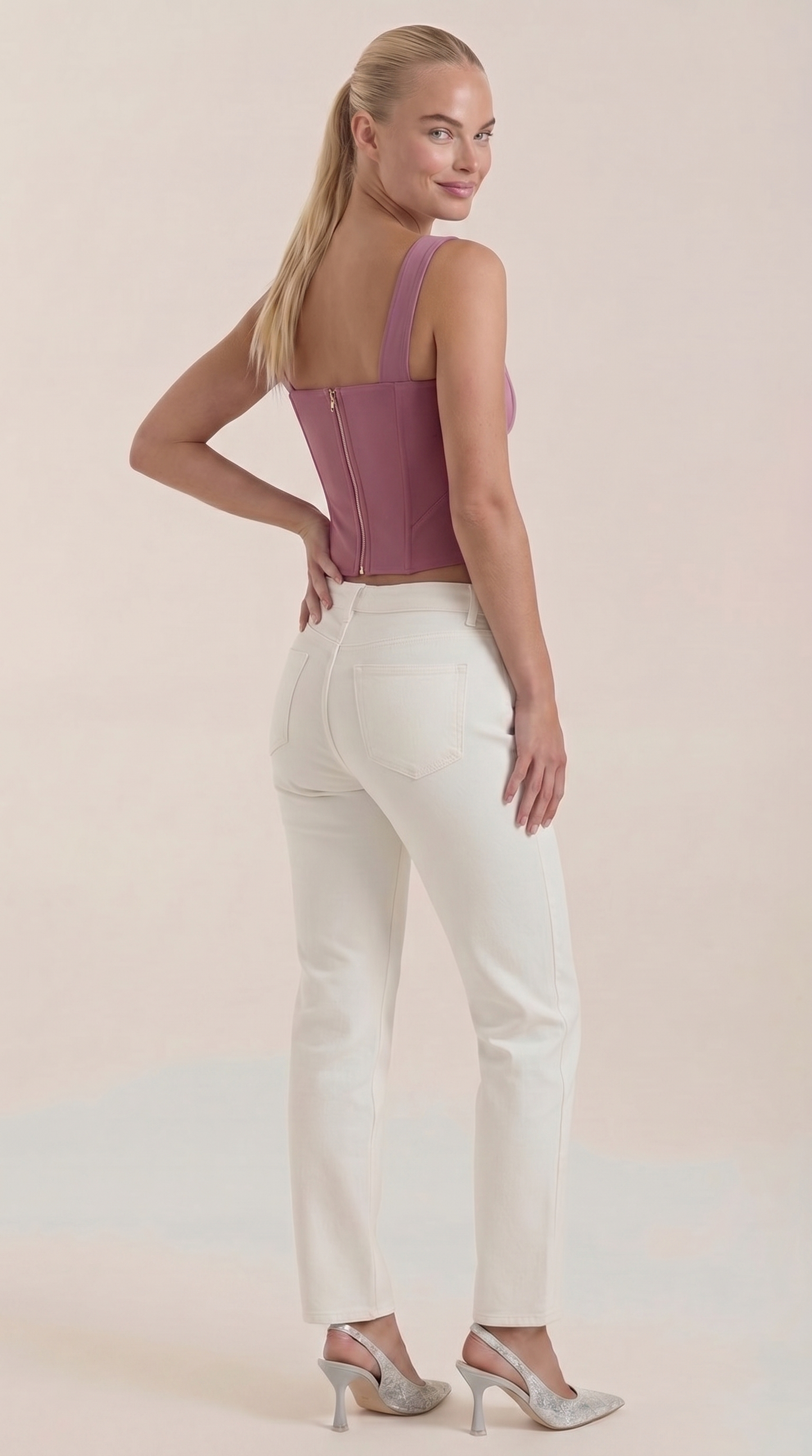 Women's Corset-Inspired Top with Square Neckline and Wide Straps