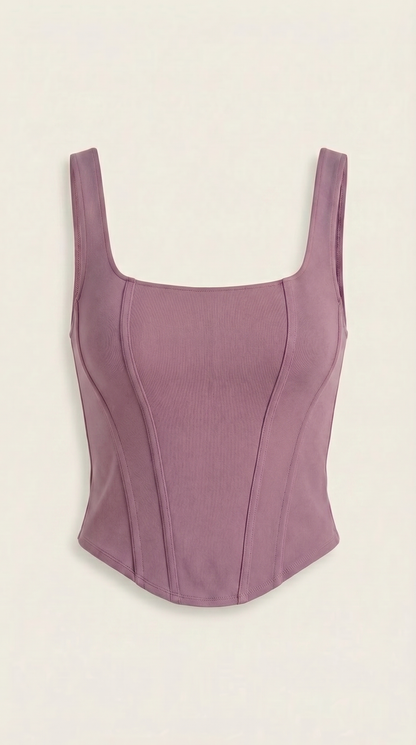 Women's Corset-Inspired Top with Square Neckline and Wide Straps