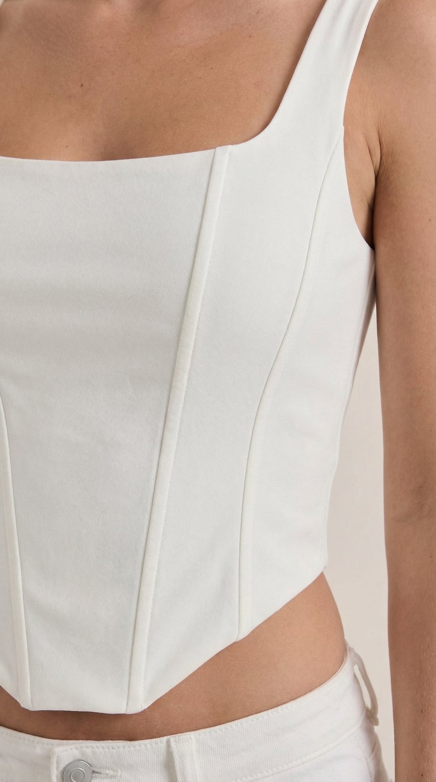 Women's Corset-Inspired Top with Square Neckline and Wide Straps