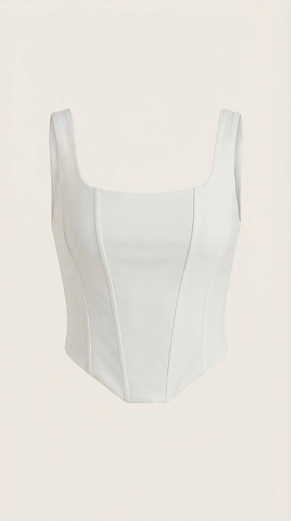 Women's Corset-Inspired Top with Square Neckline and Wide Straps