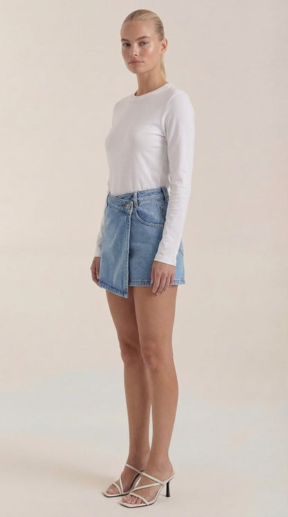 Women's Denim Wrap Mini Skirt