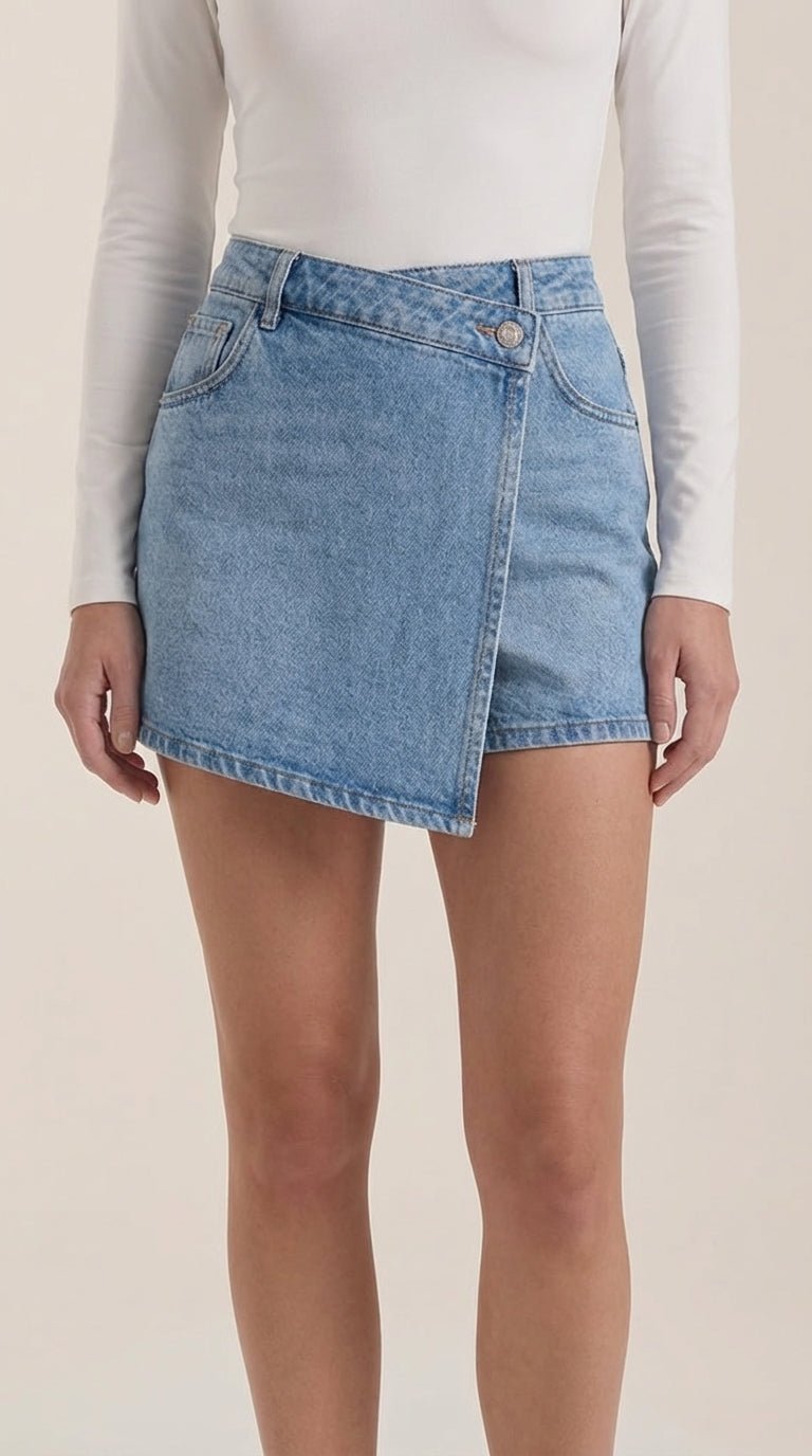 Women's Denim Wrap Mini Skirt
