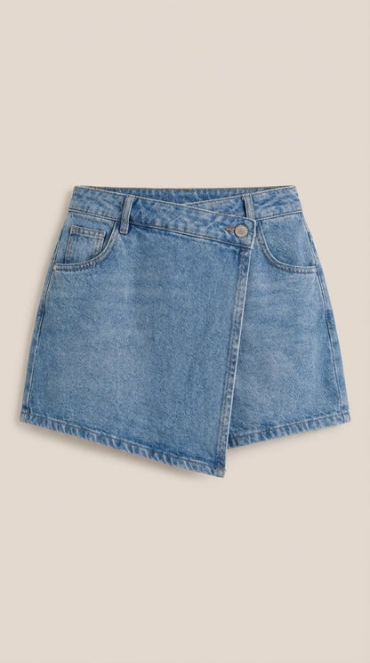 Women's Denim Wrap Mini Skirt
