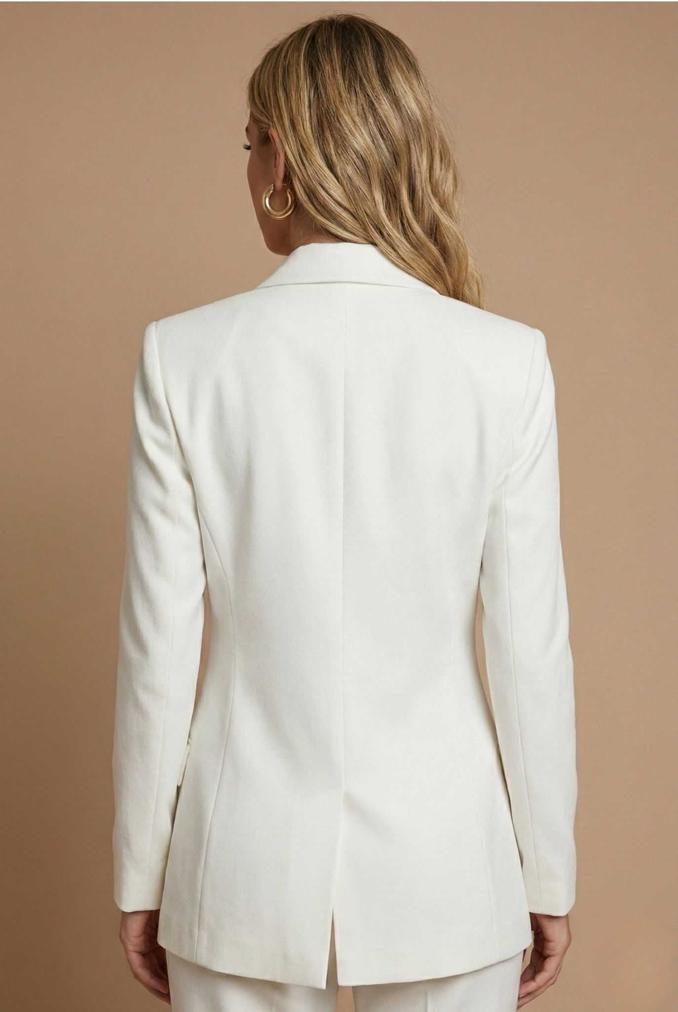 Women's Pant Suit with Double-Breasted Blazer and Flared Trousers