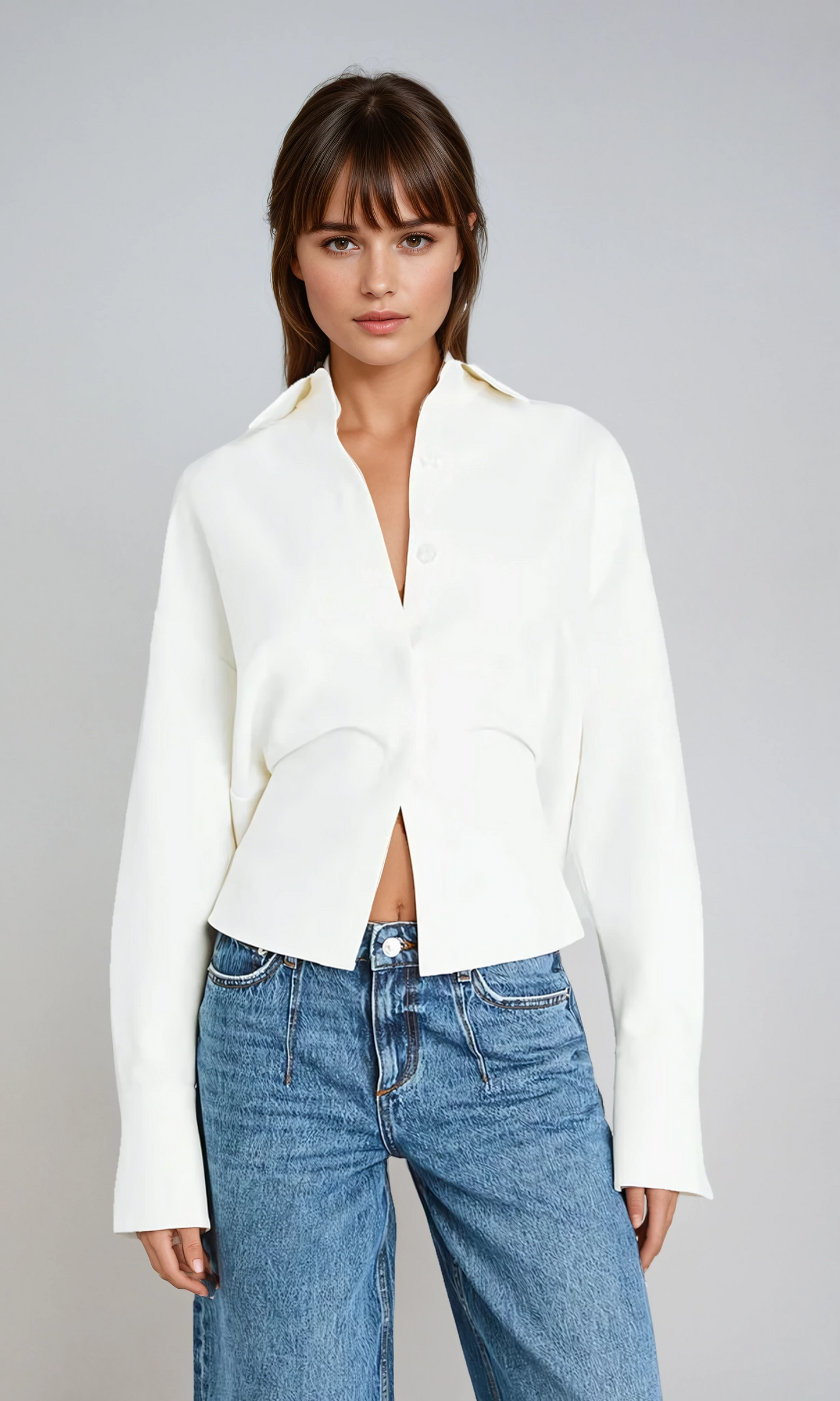 Women's Draped Button Down Shirt