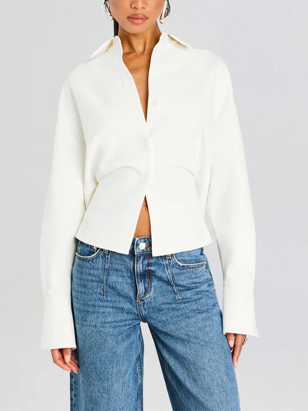 Women's Draped Button Down Shirt