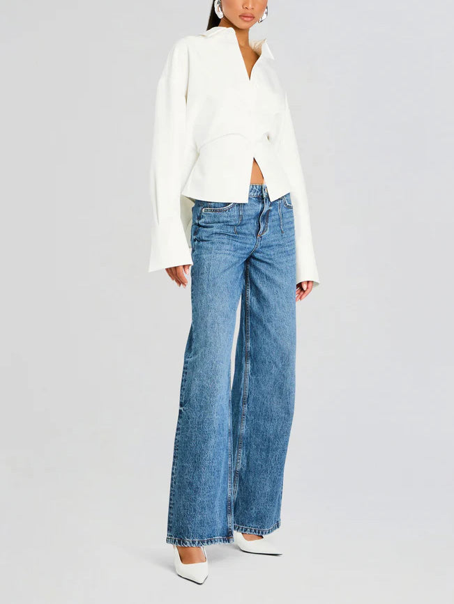 Women's Draped Button Down Shirt