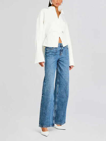 Women's Draped Button Down Shirt