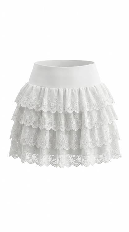 Women's Eyelet Embroidery Mini Skirt